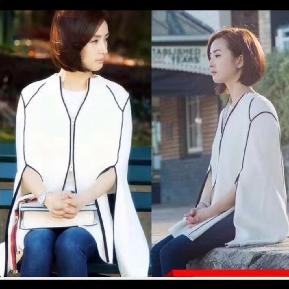 Maje White Cardigan Cape